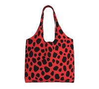 Red Leopard Pattern Print Canvas Tote Bags for Women Reusable Grocery Bag Large Gym Canvas Cloth Pouchportable Shopping Handbag