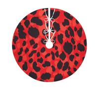 Red Leopard Pattern Print Christmas Tree Skirt,New Year Winter Christmas Tree Decoration,Suitable For Family Parties
