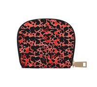 Red Leopard Pattern Print Coin Purse Wallet,Cute Leather Credit Card Holder Zipper Mini Pouch Change Purses
