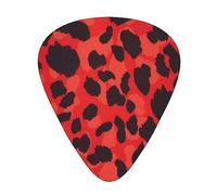 Red Leopard Pattern Print Guitar Picks,12 Pack Guitar Plectrums Thin, For Bass Electric Acoustic Guitars Ukulele