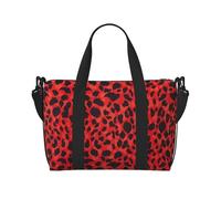 Red Leopard Pattern Print Handheld Crossbody Travel Bag Single Shoulder Handbag Sports and Fitness Bag Travel Luggage Bag
