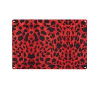 Red Leopard Pattern Print Metal Tin Sign Personalized Garden Tin Signs Art Plaque Poster Wall Decor For Home Bedroom Living Room Club Coffee Shop Decoration