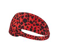 Red Leopard Pattern Print Non-Slip Elastic Running Headband, Sweat Absorbing Stretchy Hair Bands For Gym Yoga, Soft Skin-Friendly Foldable Workout Headband