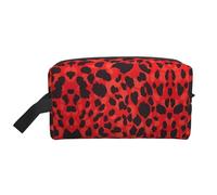 Red Leopard Pattern Print Storage Bag - Durable Travel Toiletry Bag, Portable Canvas Packing Accessory for Daily, Gym & Trip