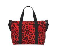 Red Leopard Pattern Print Travel Duffel Bag, Lightweight Water-Resistant Weekender Spacious Gym & Travel Bag for Men, Women & Teens