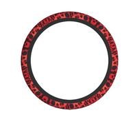 Red Leopard Pattern Print Universal Anti-Slip Steering Wheel Cover, Breathable Neoprene Protector For Car & Suv