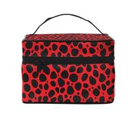 Red Leopard Pattern -Print Waterproof Cosmetic Bag for Travel & Gym - Large Makeup Organizer Compartments, Premium Twill Fabric, Leak-Proof Design