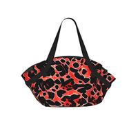 Red Leopard Pattern Printed Foldable Round Picnic Blanket Converts to Carry Bag, 37in Mat for Camping Date Night