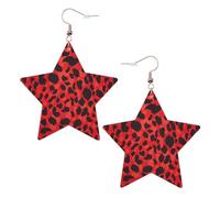 Red Leopard Pattern Printed Leather Pierced Earring Set, 1 Pair Lightweight Bohemian Earrings Birthday Party Jewelry Gifts For Women