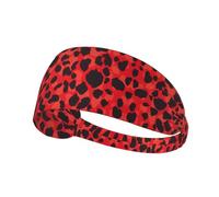 Red Leopard Pattern Printed Running Headband Women, Foldable Adjustable Width, Non Slip for Workout Washing and Spa