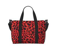 Red Leopard Pattern Printed Travel Duffel Bag Foldable Gym Duffel Bag Suitable for Travel Work Gym etc