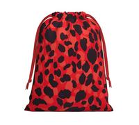 Red Leopard Pattern Printing 11.8x15.8in Drawstring Gift Bag With Red Ribbon Closure For Halloween Xmas,For Adults Gifting