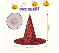 Red Leopard Pattern Printing Halloween Witch Costume Accessory Pointed Cap Witch Hat Foldable Halloween Hats 1 Pieces