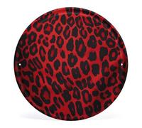 Red Leopard Pattern Round Metal Tin Sign Vintage Circular Metal Wall Hanging Iron Wall Hanging Aesthetic Circular Wall Hanging Art Decoration Art Decor for Home Bedroom