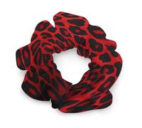 Red Leopard Pattern Satin Scrunchies Fluffy Hair Ties Soft Jumbo Scrunchy Large Thick Elastic Hair Bands Cute Satin Hair Scrunchies Ideal Gift for Women Hair Accessories Decor