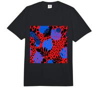 Red Leopard Print Blue Tropical Leaves Abstract Jungle Comfort Colors Adult Heavyweight T-Shirt