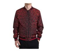 Red Leopard Print Bomber Jacket - male - Dolce & Gabbana - Bomber Jackets - Red - M - Jackets M