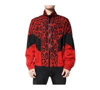Red Leopard Print Bomber Jacket - male - Dolce & Gabbana - Light Jackets - Red - 2XL - Jackets 2XL