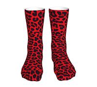 Red Leopard Print Novelty Funny Socks Keep Warm Cute Athletic Crew Tube Socks For Men Women Gift