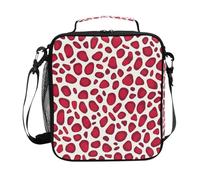 Red Leopard Print Pattern Lunch Box for Boys Girls Adults Lunchbox Insulated Lunch Bag with Adjustable Shoulder Strap Kids Tote Bags Cooler for Work School Picnic