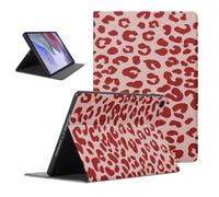 Red Leopard Tablet Case for Samsung Galaxy Tab S9+ 12.4" SM-X810/X816B | Cute Cheetah Panther Pink Aesthetic Design Cases Flip PU Leather Stand Funda Adjustable Protective Cover for Boys Girls