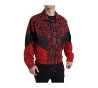 Red Leopard Zip-Up Jacket - male - Dolce & Gabbana - Light Jackets - Red - XS - Jackets XS