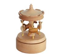 (Red lifting Trojan horse, One size) Wooden Lifting Rotating Trojan Music Box Home Decorations Gifts Musical Movement Toys Desktop Ornaments Log color lifting Trojan horse