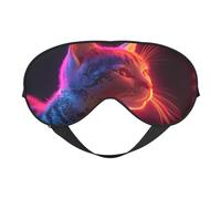Red Light and Cat Print Sleep Mask with Adjustable Strap, Comfortable Eye Cover for Travel, Yoga, Napping, Sleeping & Relaxation