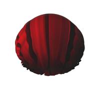 Red Light and Dark Gray Stripes print Women's shower cap Reusable elastic shower cap Double-layer hair cap Shower cap