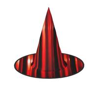 Red Light Dark Gray Stripes print Halloween hat, set of 3, fit for family themed parties, yard decorations, carnival parties