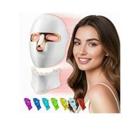 Red light facial mask, suitable for face and neck, LED face, USB-C charging, infrared mask, suitable for home, work, travel, yoga (silver version).