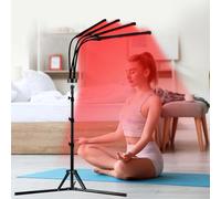 Red Light Lamp with Stand, Upgraded 660&850&940nm Infrared Lamp with 10/20/30 Mins Timer, 5-Level Brightness Adjustable, 180LEDs 360°Rotating Infrared Light for Home/Office Use