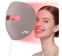 Red Light Mask, 660nm & 850nm Silicone LED Mask, 3D Design & 5 Brightness & 10/15/20Mins Timer, 240 Chips Infrared Light for Travelling and Home Use(Purple)