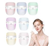 Red Light Therapeutics for Face,7 Color Light Therapy LED Face Mask, Rechargeable Photon Blue & Red Light Shield (C)