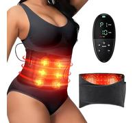 Red Infrared Light Belt for Body: Heating Vibration Massage Wrap Pad for Waist, Shoulder, Belly Pain Relief, Portable Relaxation Device for Home, Women & Men (Deep Black)