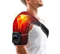 Red Light Therapy for Shoulder with Heat & Massage, 6 Modes 5000mAh Cord-Free Controller Infrared Light with 216 Beads 660nm & 850nm Portable Heated Shoulder Pad, Last 110-240mins