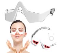 Red Light Therapy Glasses for Under Eye Treatment, EMS Microcurrent Eye Massager for Reducing Dark Circles, Wrinkles, and Puffiness, 3 Intensity Levels, 10-Minute Timer
