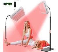Red Light Therapy Lamp for Face Infrared Light Panel,Dual Wavelengths 660nm/850nm, 100 LED Lights with Adjustable Stand Brightness & Timer, 360°Flexible Gooseneck - Home Use for Muscle Relief (White)