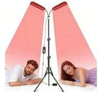 Red Light Therapy Lamp with Adjustable Stand, 660nm & 850nm Wavelengths, 60 LEDs Infrared Light, Double-Headed with Timer, 5 Brightness Levels & 3 Modes for Face & Body Home Use