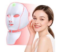 Red Light Therapy Mask for Face,7 Custom Modes with Infrared，Cordless LED Face Mask & Neck Mask,Portable USB C Rechargeable for Home Use Working Travel Yoga