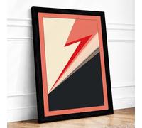 Red Lightning Strike Geometric Framed Wall Art Print A3 (42×29.7cm) Black, Wall Decor for Living Room, Bedroom, Office & Home, Ready to Hang, Art Gift