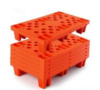 Red Lightweight Nestable Polyethylene Pallets, Moisture-Proof Floor Pallets, Mini Spliceable Plastic pallets for Basement Storage Kitchen Garages L 19.7" x W 11.8"x H 3.9"