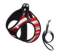 Red Line Firefighter Usa Flag Print Pet Leash Vest,Breathable Mesh Pet Harness, Reflective For Small Medium Dogs Safe Easy Walking
