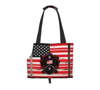 Red Line Firefighter USA Flag print Puppy Carrier Walking Dog Bags Pets Dogs Carrier Bags for small Dogs and Cat and Rabbit