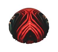 Red Line Shower Cap For Women Reusable Double Layers Bathing Bath Cap Hair Caps Waterproof Elastic Band Ladies Spa Salon Shower Hat Hair Caps