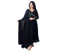 Red Lion Enterprise Women's Alia & Nayra Cut Anarkali Kurti with Pant & Dupatta 3pc Set, Black, XL