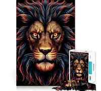 Red Lion Head Hard Jigsaw Puzzle for Adults 1000 Pieces Improve Memory Relaxed Mind Sharp Edge Stylish Gift (38x52cm)