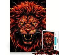 Red Lion Head Hard Jigsaw Puzzle for Adults 1000 Pieces Pure Logic Toy Home Activity Clean Cut Lovely Gift (38x26cm)