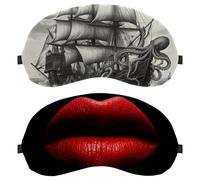 Red Lip 2-Pack Eye Patch and Eye Masks Set, Light-Blocking, Soft, Breathable Sleep Mask Kit