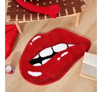Red Lip Shaped Rugs Living Room,Washable Anti-Slip Funny Small Rug Doormat,Sexy Love Red Lips Carpet For Bedroom，Bathroom,Kitchen,Doorway,Valentine'S Day, Halloween (A)
